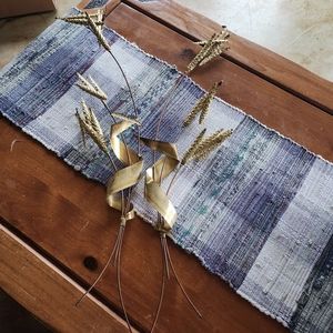 MCM Brass Wheat Stalk Wall Hangings Pair 30" Art Sculpture